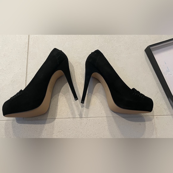 Dolce Vita Bridgette black suede loafer heels - Picture 3 of 7